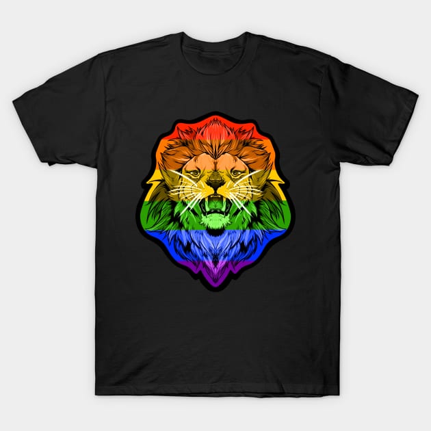 illustrated LION PRIDE series (gay pride flag) RAINBOW ROYGBIV T-Shirt by illustratelaw